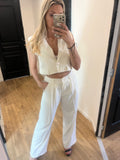 Pantalon costume crème